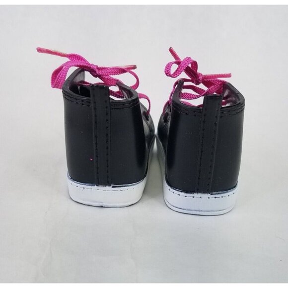 Alexander Doll Shoes Black High Top Pink Lace Up Sneakers Vinyl for Dolls 18" - Picture 3 of 6